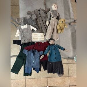 Angelheart & Gabrielle Handcrafted Cloth‎ Doll Set Outfits Vintage Flax Clothing